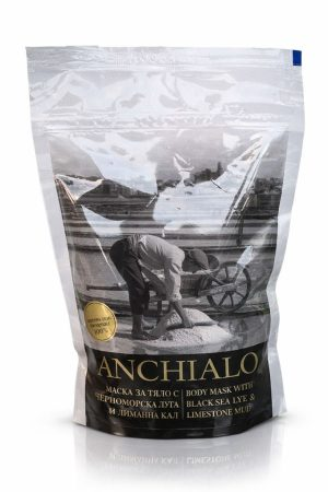 ANCHIALO Body Mask with Black Sea Lye &amp; Limestone Mud packaging showing its luxurious skincare treatment.